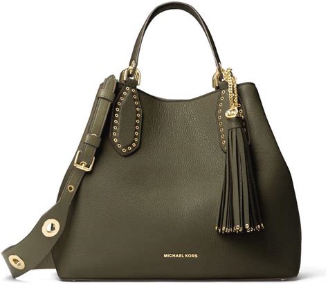 michael michael kors brooklyn large leather tote olive|Brooklyn Large Leather Shoulder Bag .